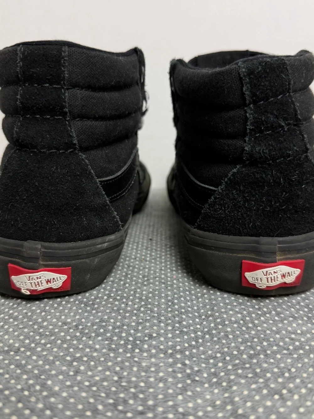 Vans Sk8-Hi Blackout Suede High Top Sneakers Checkerboard Laces Men's